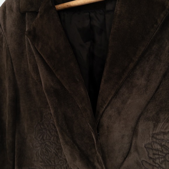 Vintage Y2K Madison Studio Suede Floral Leather Jacket Womens 16 Brown Boho 90s - Picture 4 of 11